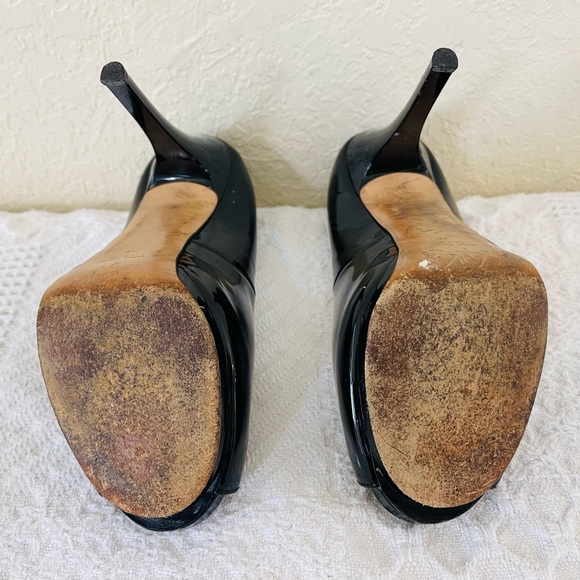 Giuseppe Zanotti Design Italian Black Patent Leather Peep-Toe Pumps Shoes 38 EUC - Picture 10 of 13